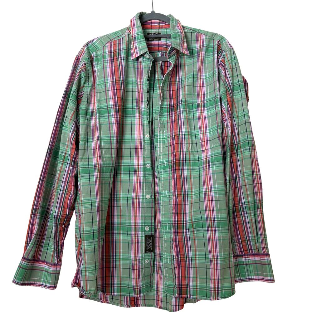Gitman Bros Shirt Mens Plaid Button Up Made in USA SZ Large